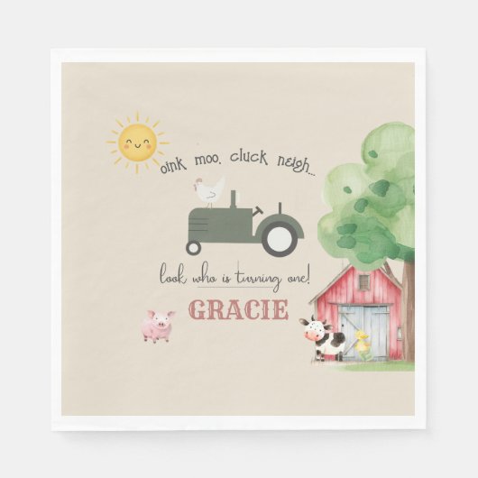 Farm and Animals Birthday Paper  Serviette (Vorderseite)