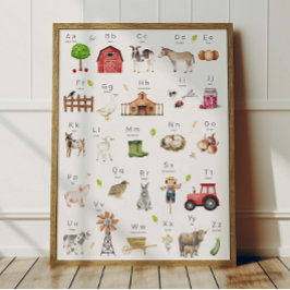 Farm Animal Alphabet ABC Poster Kids Room Decor