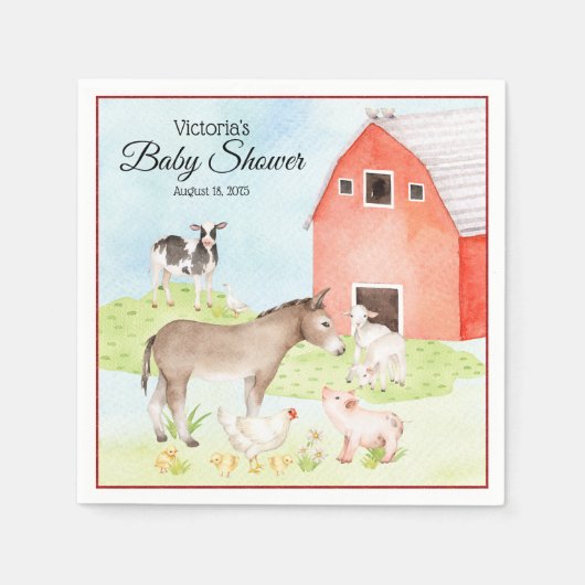 Farm Animal Baby Shooting Paper Napkins Serviette (Vorderseite)
