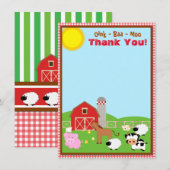 Farm Animal Barnyard Birthday Baby Dusche Dankeskarte (Vorne/Hinten)