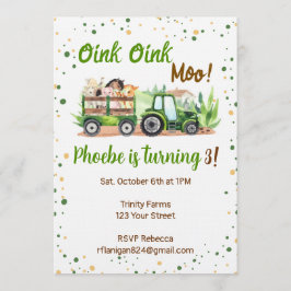 Farm Animal Barnyard Birthday Invitation Einladung