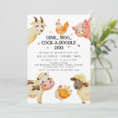 Farm Animal Barnyard Birthday Party Einladung (Stehend Vorderseite)