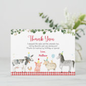 Farm Animal Barnyard Greenery Geburtstag Vielen Da Einladung (Stehend Vorderseite)