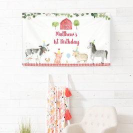 Farm Animal Barnyard Grüne Geburtstag Banner