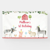 Farm Animal Barnyard Grüne Geburtstag Banner (Horizontal)