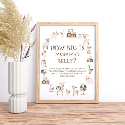 Farm Animal Barnyard Wie groß ist Mama's Bauch Poster