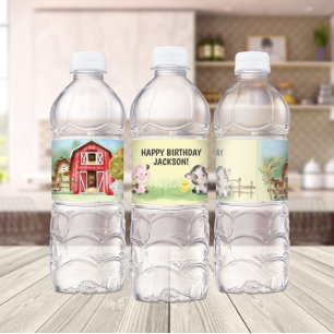 Farm Animal Barry Thema 2. Geburtstag Wasserflaschenetikett