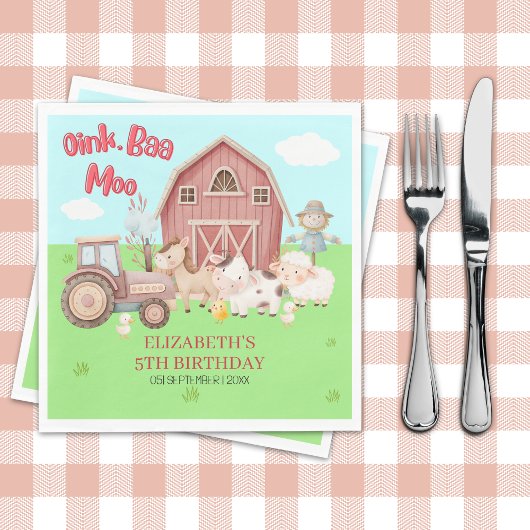 Farm Animal Birthday – Barnyard Girl Party Serviette