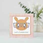 Farm Animal Birthday Bunny Orange Gingham (Stehend Vorderseite)