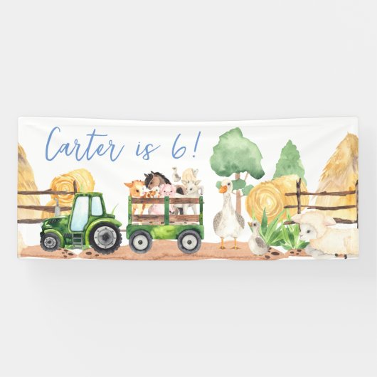 Farm Animal Birthday Party Banner (Horizontal)