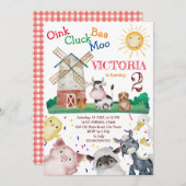 Farm animal birthday party invite template einladung (Vorne/Hinten)
