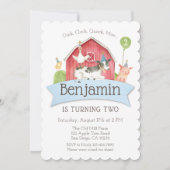 Farm Animal Birthday Party Roter Karo Einladung (Vorderseite)