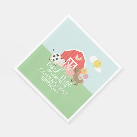 Farm Animal Birthday Party Servietten Kuh Pferd Sc (Ecke)