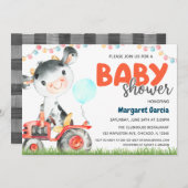 Farm Animal Boy Cow Baby Shower Einladung (Vorne/Hinten)