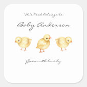 Farm Animal Chips Baby Dusche Buchzeichen Quadratischer Aufkleber (Vorderseite)