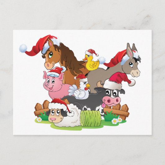 Farm Animal Christmas Feiertagspostkarte (Vorderseite)