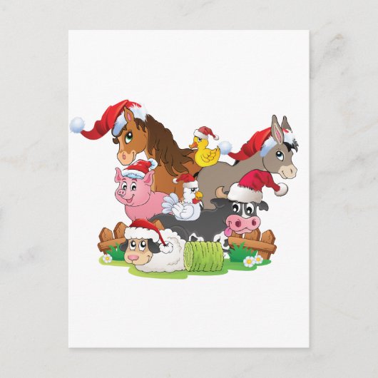 Farm Animal Christmas Feiertagspostkarte (Vorderseite)