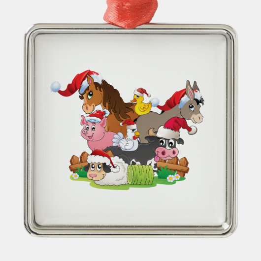 Farm Animal Christmas Ornament Aus Metall (Vorne)