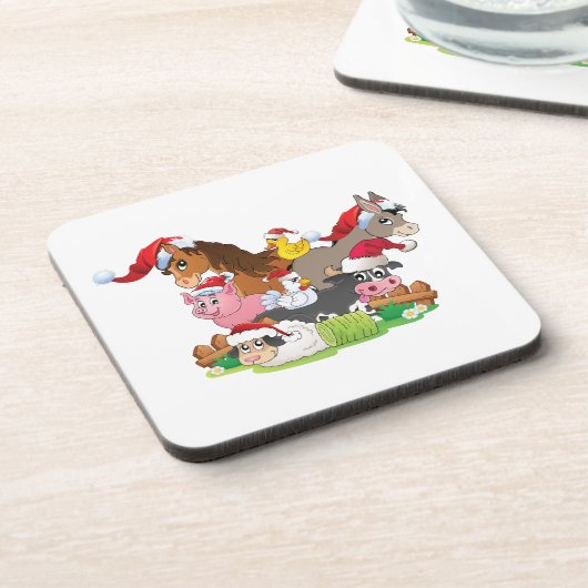 Farm Animal Christmas Untersetzer (Linke Seite)