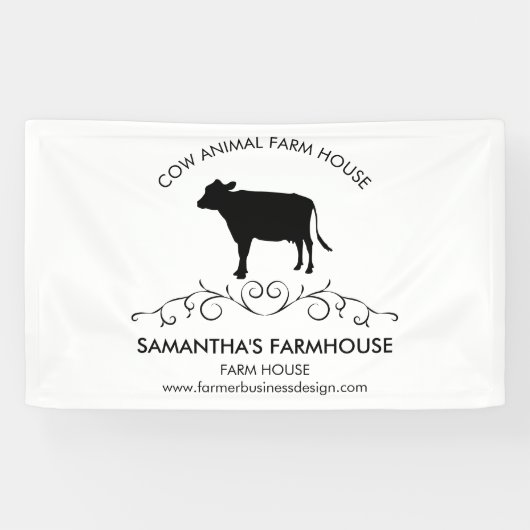farm animal Cow Silhouette Banner (Horizontal)
