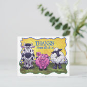 Farm Animal Danke Postcard Postkarte (Stehend Vorderseite)