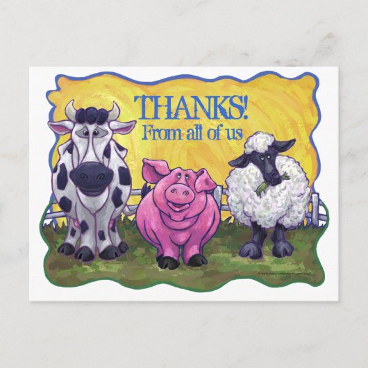 Farm Animal Danke Postcard Postkarte (Vorderseite)