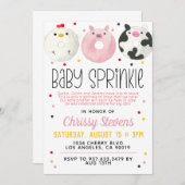 Farm Animal Donut Baby Sprinkle Dusche Einladung (Vorne/Hinten)