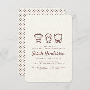 Farm Animal Doodles Kinderdusche Einladung