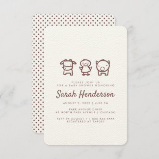 Farm Animal Doodles Kinderdusche Einladung