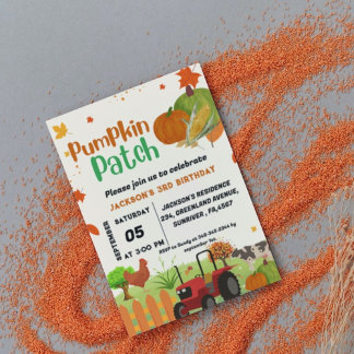 Farm Animal fall Pumpkin Boy Erste Geburtstagspart Einladung