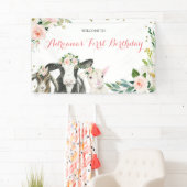 Farm Animal Floral Girl Babydusche Große Banner (Insitu)
