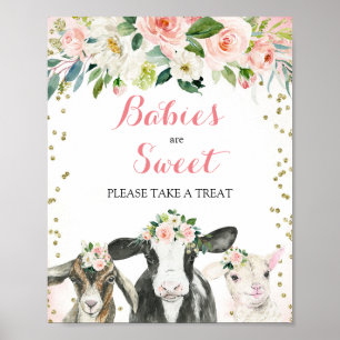 Farm Animal Floral Girl Bitte nehmen Sie eine Leck Poster