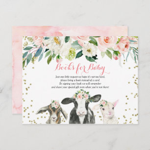 Farm Animal Floral Girl Books for Baby Card Einladungspostkarte