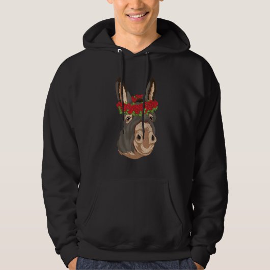 Farm Animal Flowers Animal  Farmer Roses Donkey Hoodie (Vorderseite)