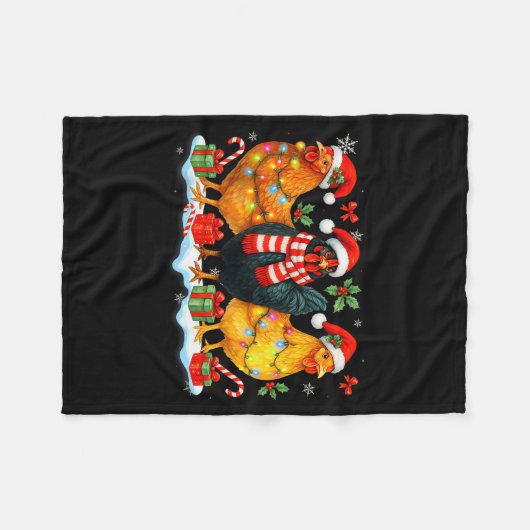 Farm Animal Funny Chicken Christmas Lights Cute Xm Fleecedecke (Vorderseite (Horizontal))