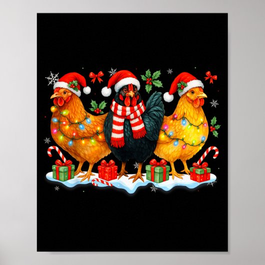 Farm Animal Funny Chicken Christmas Lights Cute Xm Poster (Vorne)