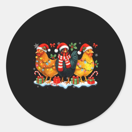 Farm Animal Funny Chicken Christmas Lights Cute Xm Runder Aufkleber (Vorderseite)