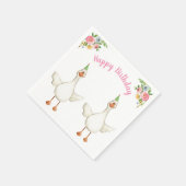 Farm Animal Goose Girl Birthday Barnyard Pink Serviette (Ecke)
