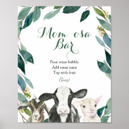 Farm Animal Greenerity Boy Momosa Bar Sign Poster