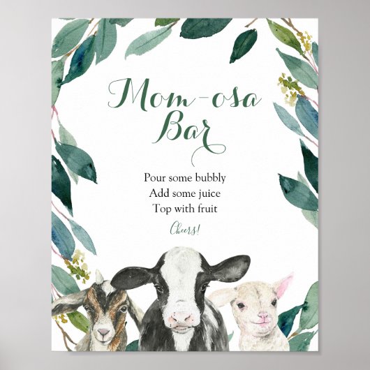 Farm Animal Greenerity Boy Momosa Bar Sign Poster (Vorne)