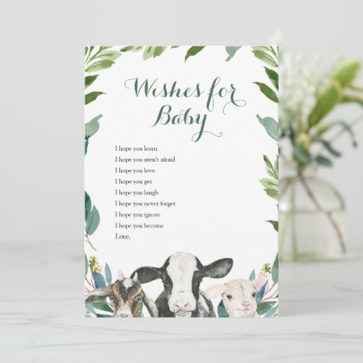 Farm Animal Greenerity Boy will Baby Card Einladung (Stehend Vorderseite)