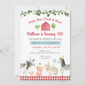 Farm Animal Greenery Barnyard 2. Geburtstag Einladung (Vorderseite)