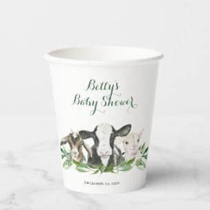 Farm Animal Greenery Boy Baby Shower Papierkästen Pappbecher