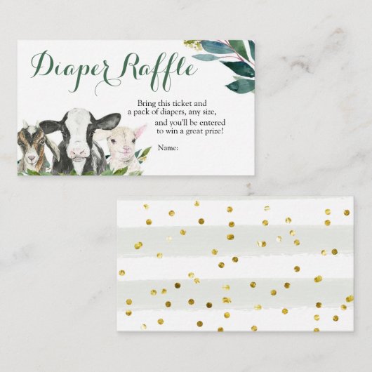 Farm Animal Greenery Boy Babydusche Windelwanne Begleitkarte (Vorne/Hinten)