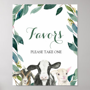 Farm Animal Greenery Boy Gastgeschenke unterschrei Poster