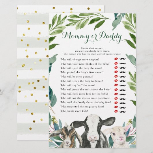 Farm Animal Greenery Boy Mommy oder Daddy Games (Vorne/Hinten)