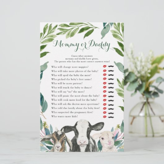 Farm Animal Greenery Boy Mommy oder Daddy Games (Stehend Vorderseite)