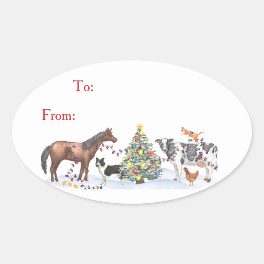 Farm Animal Holiday Gift Sticker (Vorderseite)