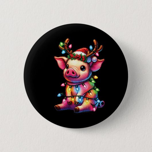 Farm Animal Lovers Schweinefleisch Weihnachtsmannm Button (Vorderseite)