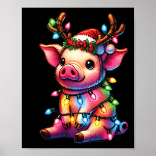 Farm Animal Lovers Schweinefleisch Weihnachtsmannm Poster